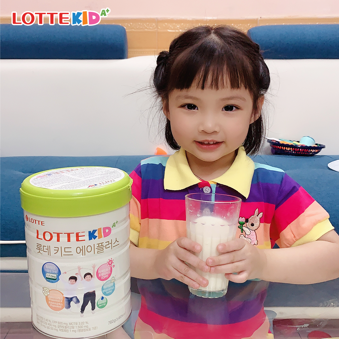Sữa Lotte Kid A+ có hương vị thơm ngon, vị ngọt nhẹ phù hợp với mọi em bé từ 1 tuổi trở lên.